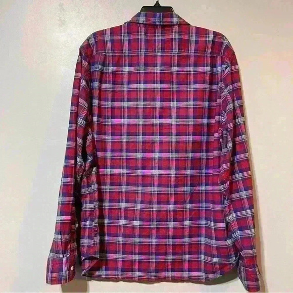 Nautica Shirt Men's Red - Blue Plaid Cotton Classic Fit Stretch Button-Down XL - Picture 2 of 8